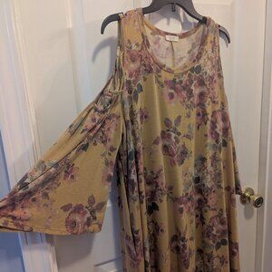 Oddy vintag yellow cold shoulder dress - 3xl